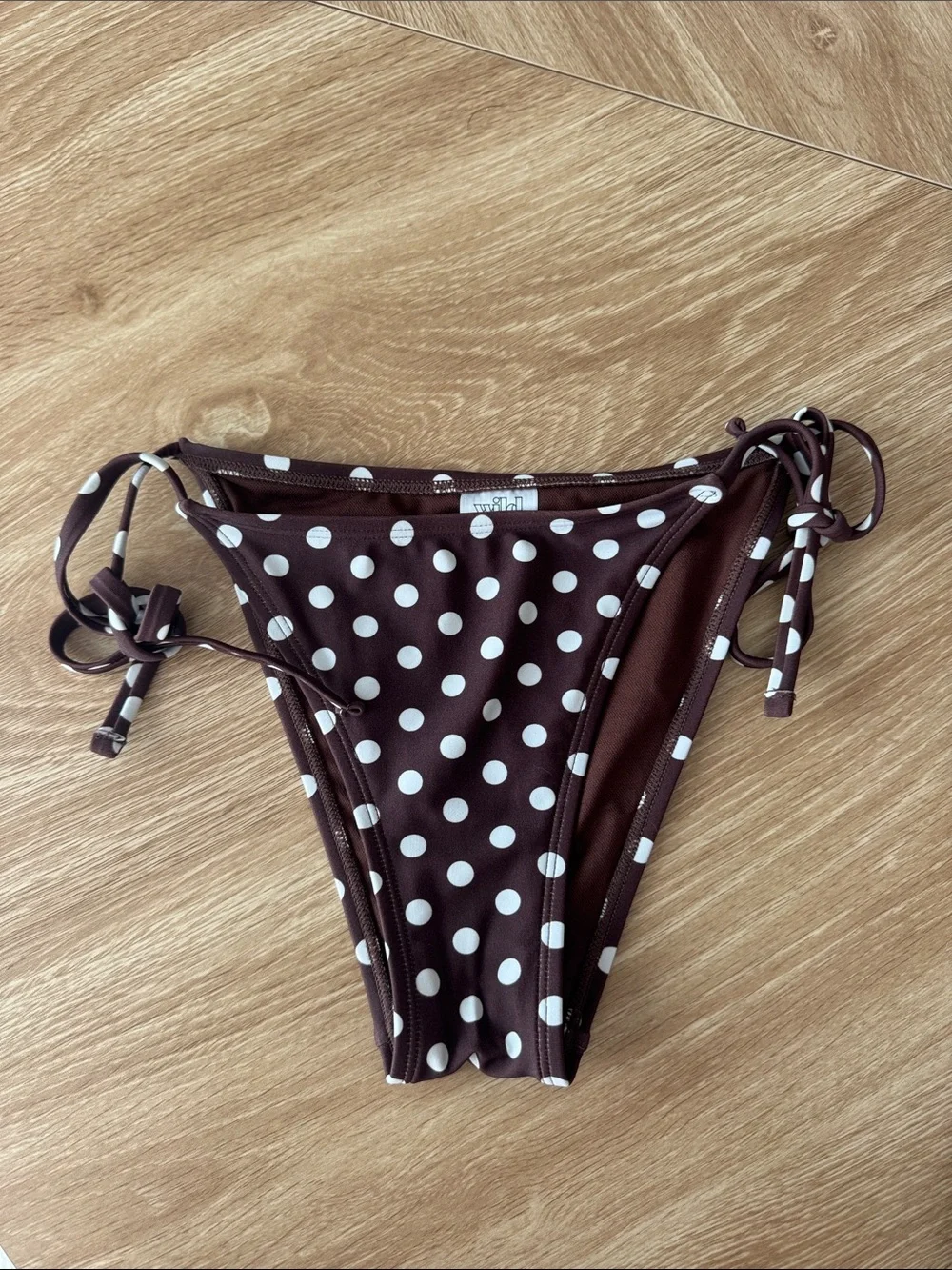 Brown Polka Dot Tie-Side Bikini Bottoms
